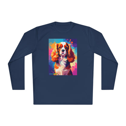Pup Art Canvas Sport Long Sleeve Tee (Cavalier King Charles Spaniel)