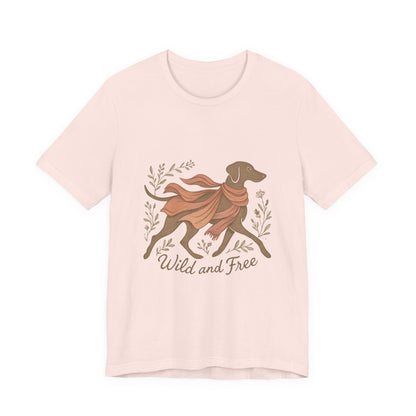Dogtown Boho Revival "Wild and Free" Unisex Jersey Short Sleeve Tee (Weimaraner)