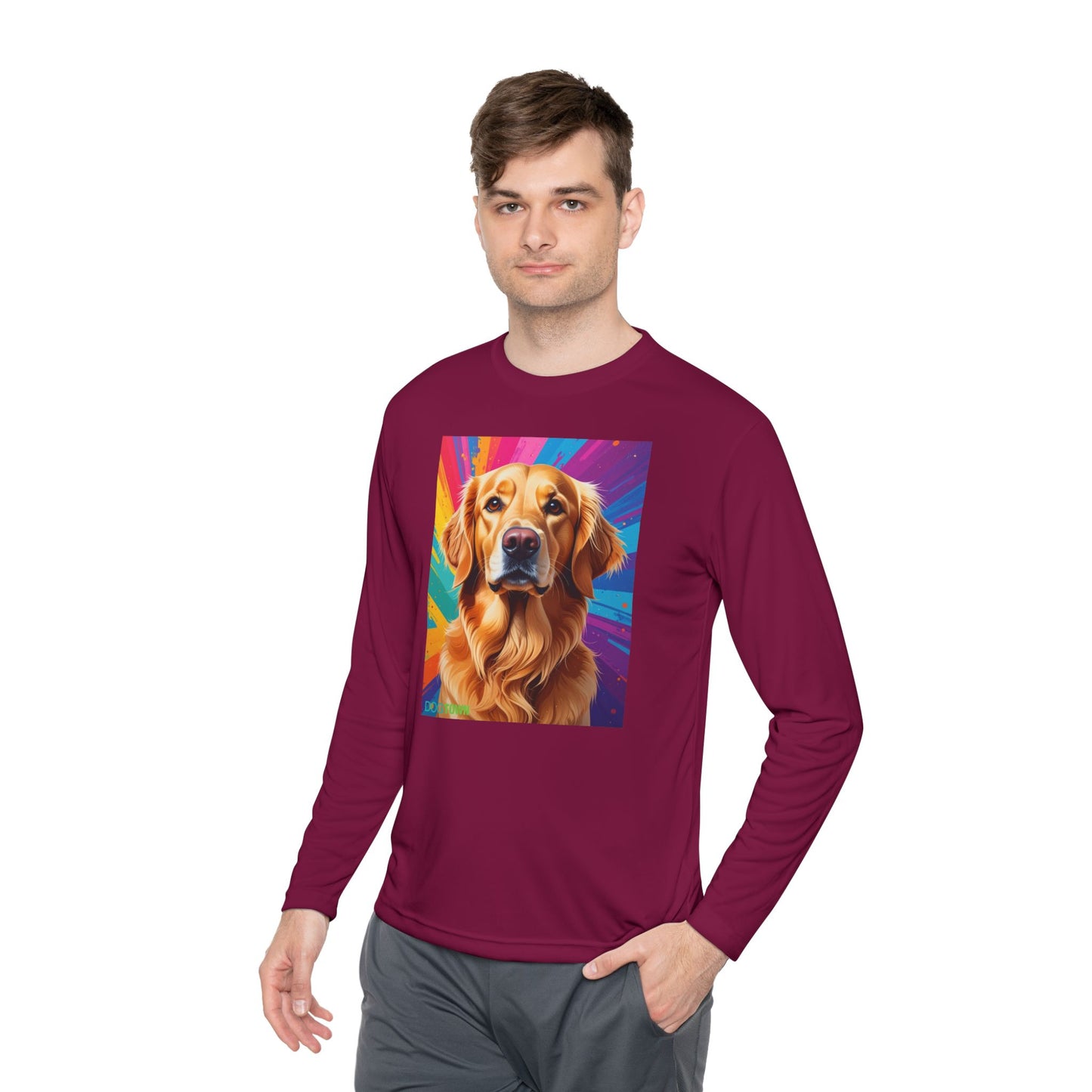 Pup Art Canvas Sport Long Sleeve Tee (Golden Retriever)