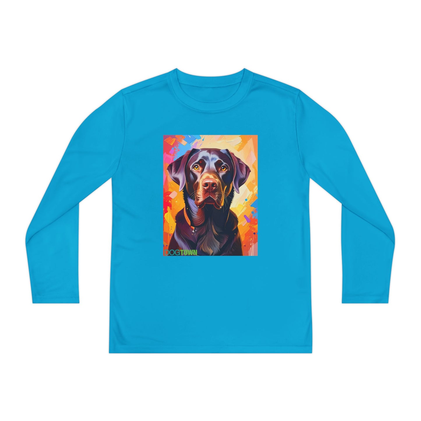 Pup Art Canvas - Kid's Sport Long Sleeve Tee (Chocolate Lab)