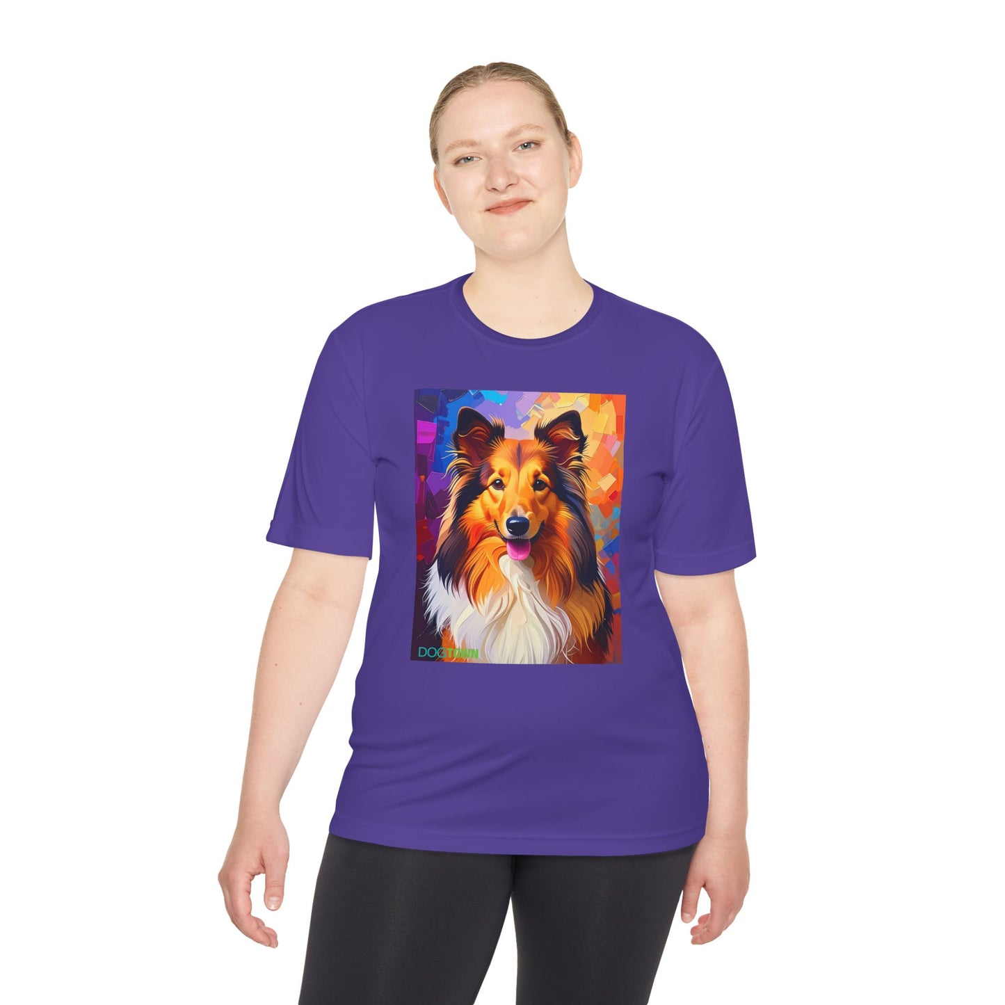 Pup Art Canvas Unisex Moisture Wicking Tee (Shetland Sheepdog (Sheltie))