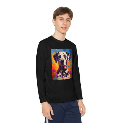 Pup Art Canvas - Kid's Sport Long Sleeve Tee (Dalmatian)