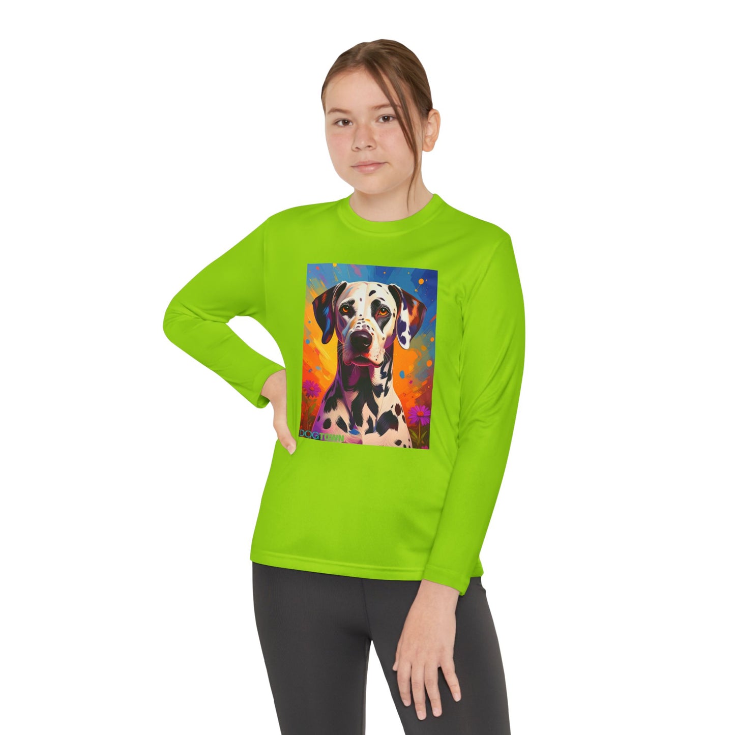 Pup Art Canvas - Kid's Sport Long Sleeve Tee (Dalmatian)