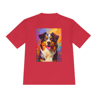 Pup Art Canvas Unisex Moisture Wicking Tee (Australian Shepherd)