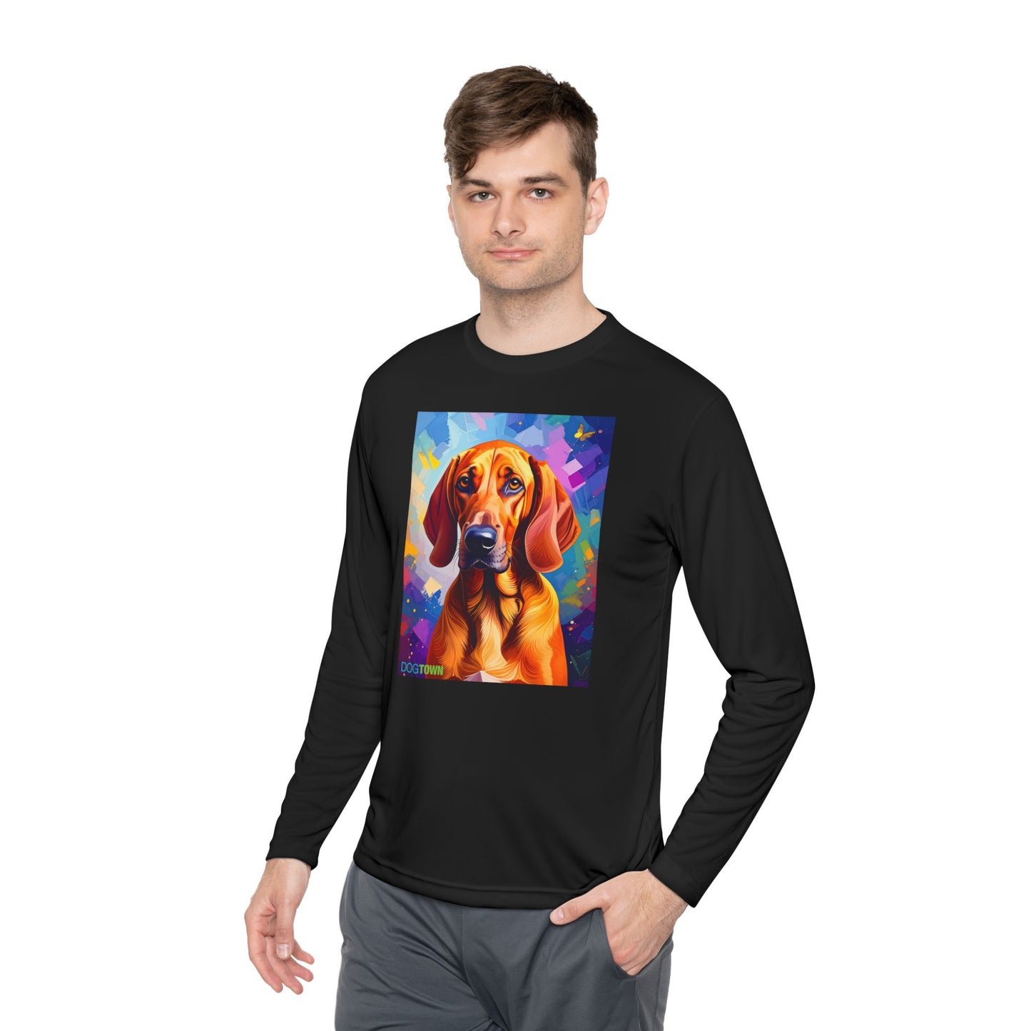 Pup Art Canvas Sport Long Sleeve Tee (Redbone Coonhound)