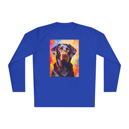 Pup Art Canvas Sport Long Sleeve Tee (Chocolate Lab)