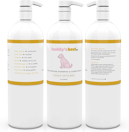 Oatmeal Dog Shampoo and Conditioner for Dry and Sensitive Skin Coconut Vanilla Bean Scent, 32Oz