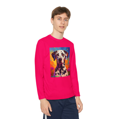 Pup Art Canvas - Kid's Sport Long Sleeve Tee (Dalmatian)