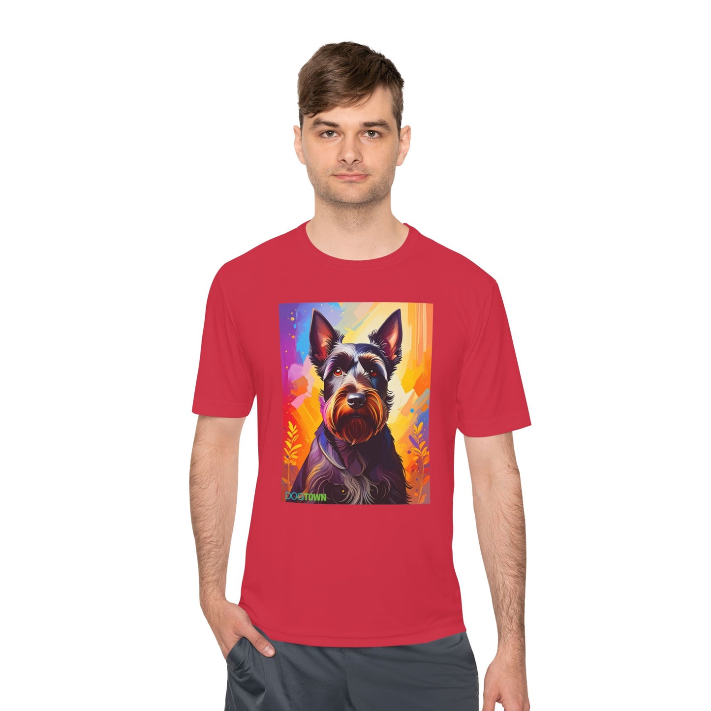 Pup Art Canvas Unisex Moisture Wicking Tee (Scottish Terrier)