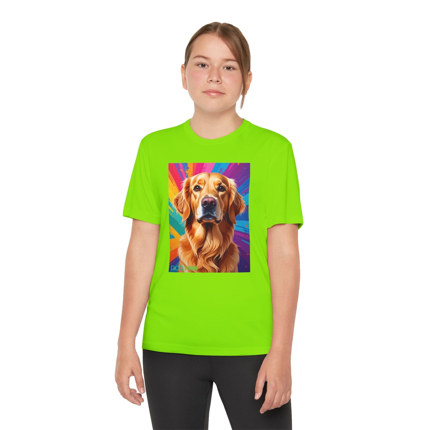 Pup Art Canvas - Kid's Sport Short Sleeve Tee (Golden Retriever)