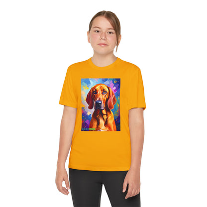 Pup Art Canvas - Kid's Sport Short Sleeve Tee (Redbone Coonhound)