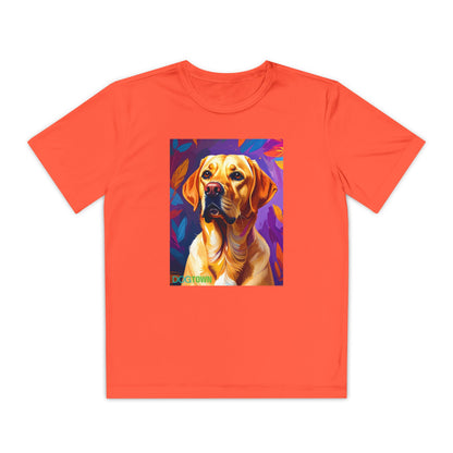 Pup Art Canvas - Kid's Sport Short Sleeve Tee (Yellow Lab)
