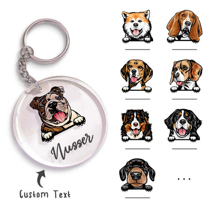 Custom Dog & Name Keychain Acrylic Keyring Gifts for Dog Owner Lover