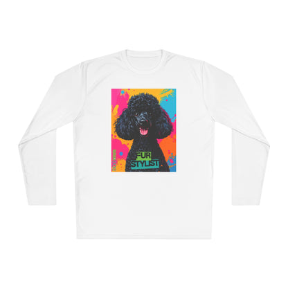 Dogtown Fur Stylist Groomer Long Sleeve Shirt (Colorful with Black Poodle)