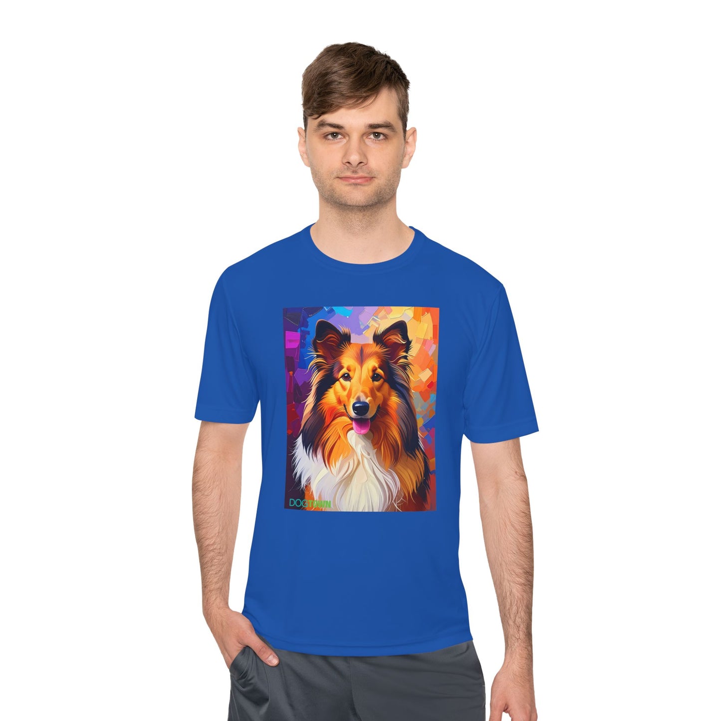 Pup Art Canvas Unisex Moisture Wicking Tee (Shetland Sheepdog (Sheltie))