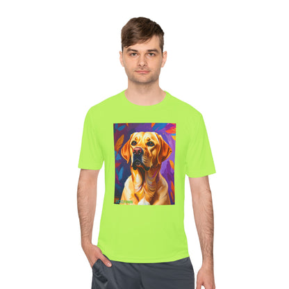 Pup Art Canvas Unisex Moisture Wicking Tee (Yellow Lab)