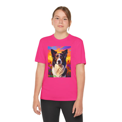 Pup Art Canvas - Kid's Sport Short Sleeve Tee (Border Collie)