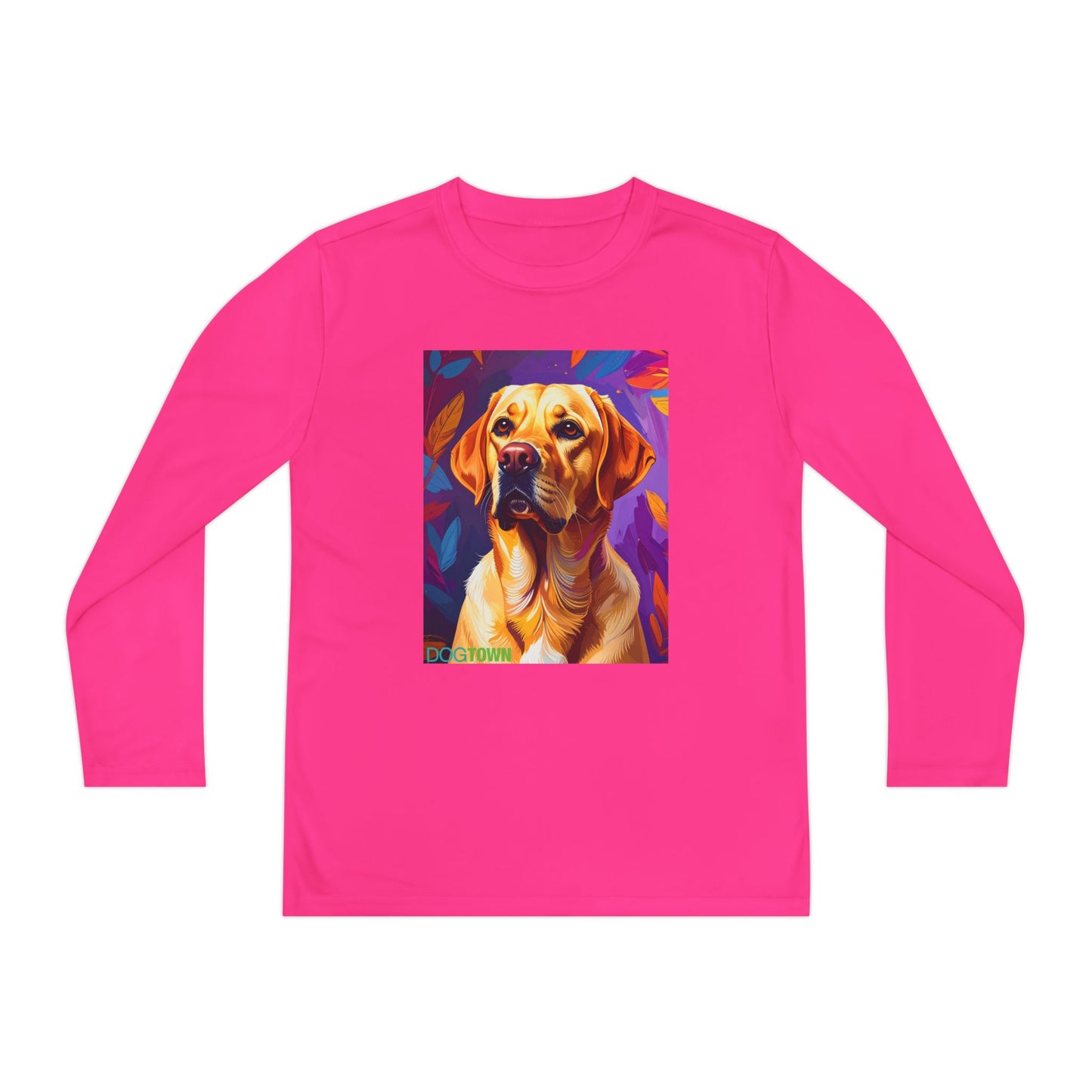 Pup Art Canvas - Kid's Sport Long Sleeve Tee (Yellow Lab)
