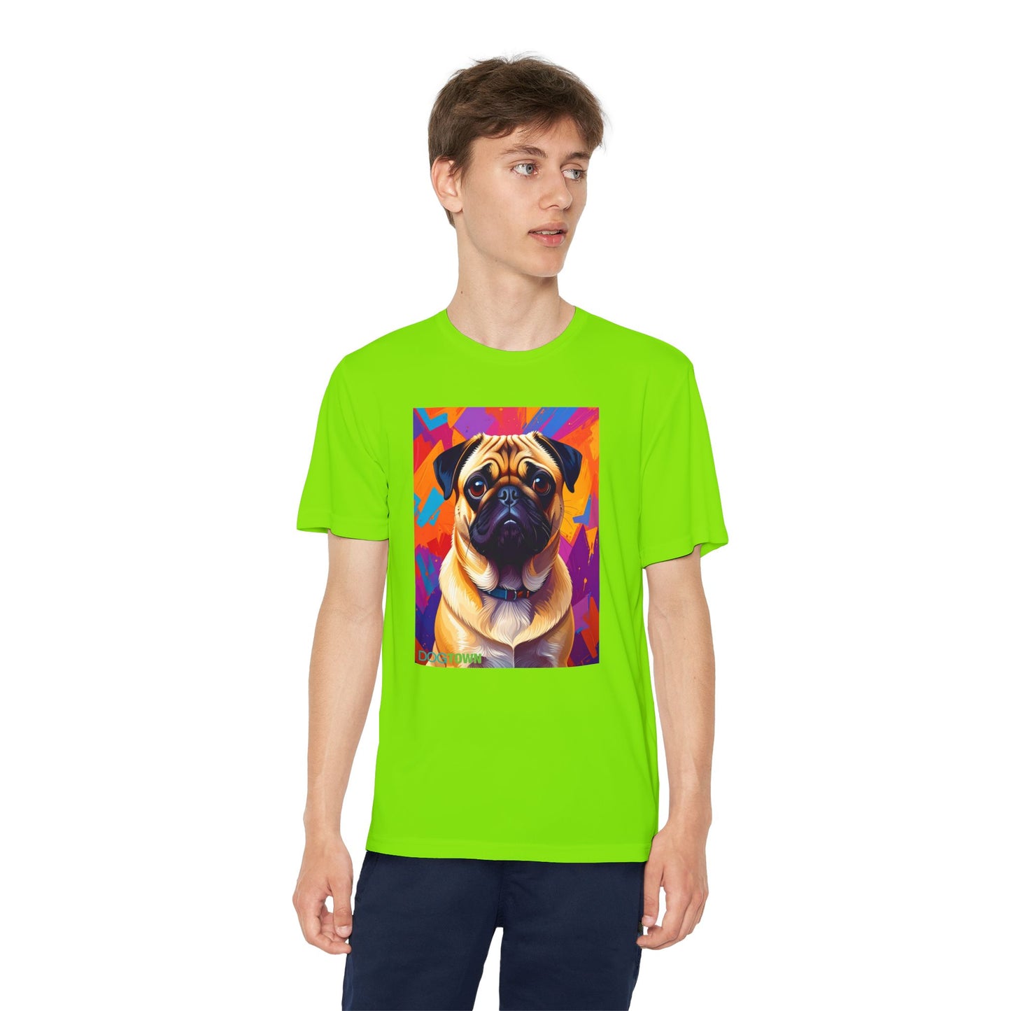 Pup Art Canvas - Kid's Sport Short Sleeve Tee (Pug)