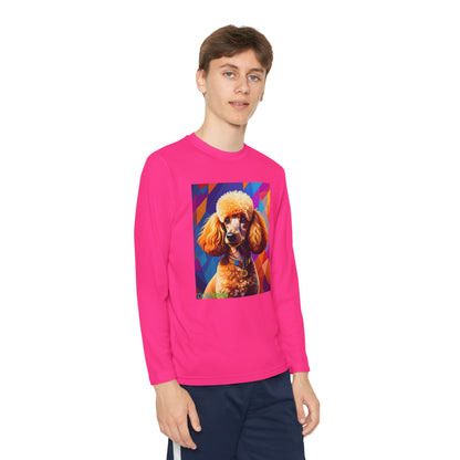 Pup Art Canvas - Kid's Sport Long Sleeve Tee (Toy Poodle)