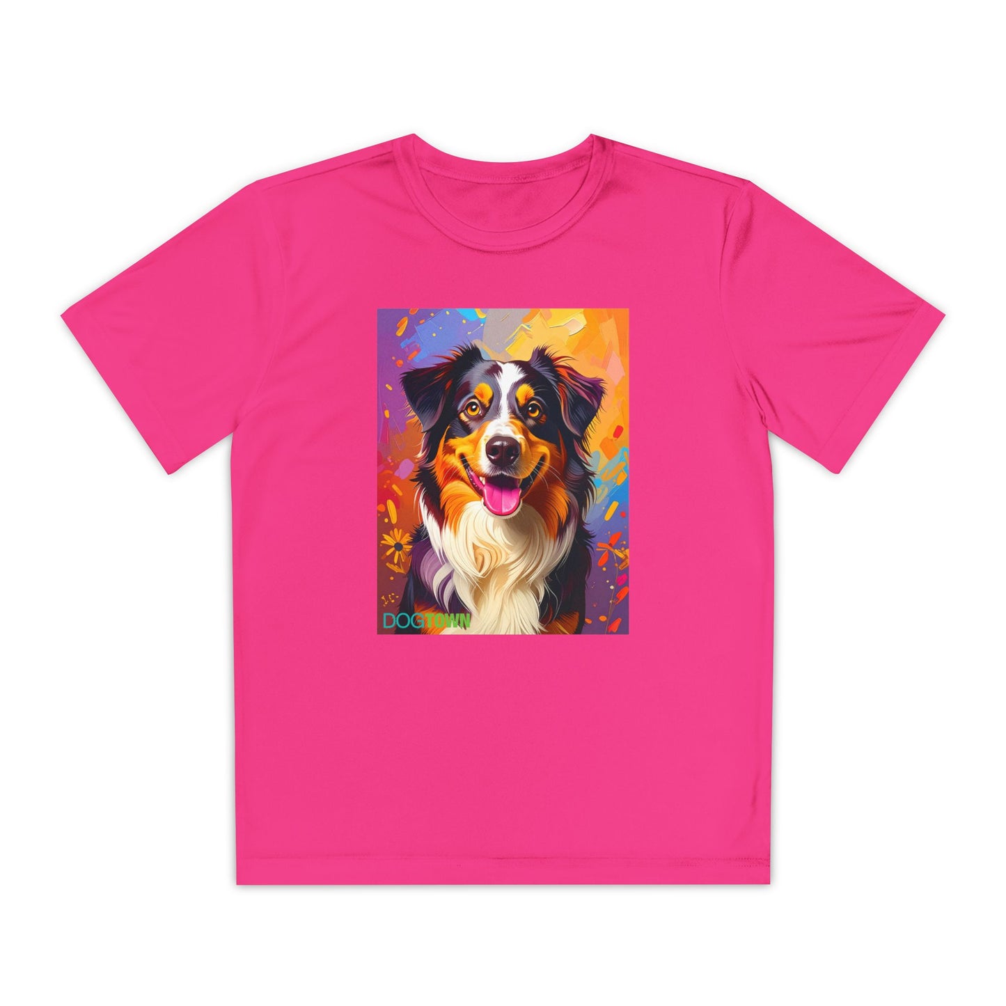 Pup Art Canvas - Kid's Sport Short Sleeve Tee (Australian Shepherd)