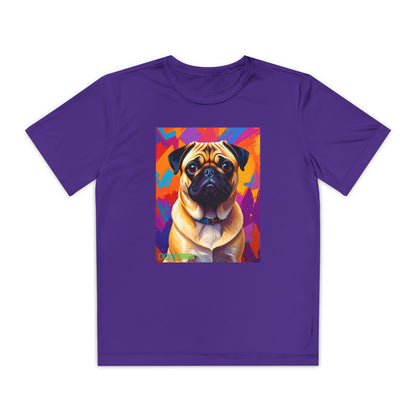 Pup Art Canvas - Kid's Sport Short Sleeve Tee (Pug)