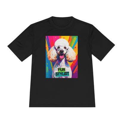 Dogtown Fur Stylist Groomer Short Sleeve Shirt (Colorful with White Poodle)