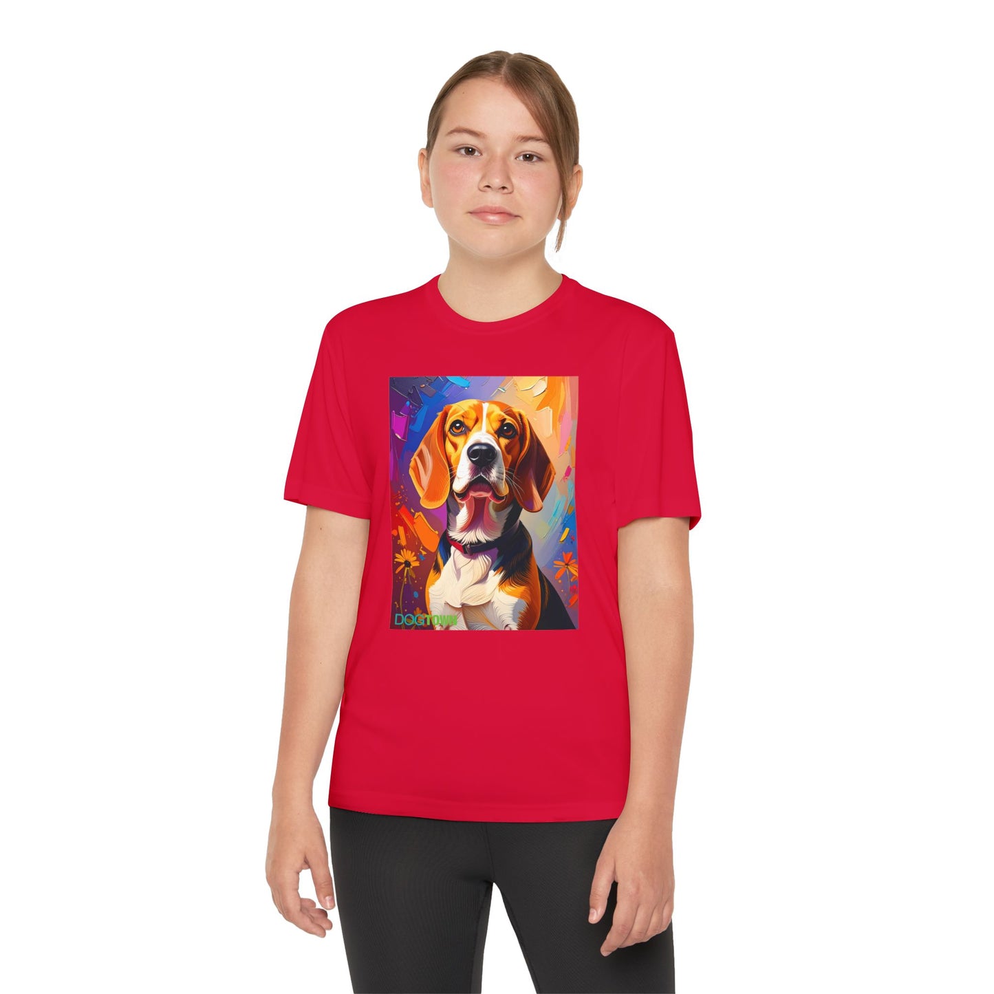 Pup Art Canvas - Kid's Sport Short Sleeve Tee (Beagle)