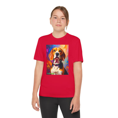 Pup Art Canvas - Kid's Sport Short Sleeve Tee (Beagle)