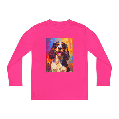 Pup Art Canvas - Kid's Sport Long Sleeve Tee (English Springer Spaniel)