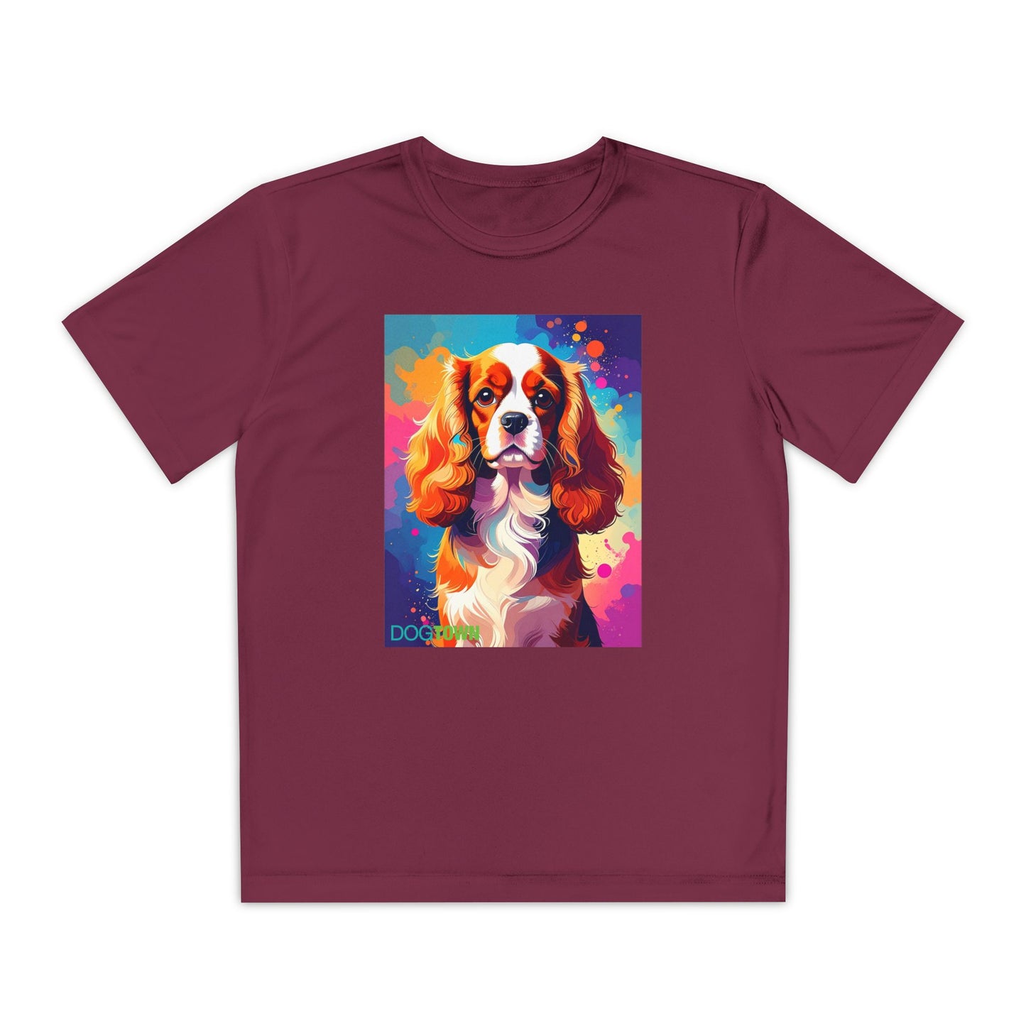 Pup Art Canvas - Kid's Sport Short Sleeve Tee (Cavalier King Charles Spaniel)