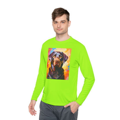 Pup Art Canvas Sport Long Sleeve Tee (Chocolate Lab)