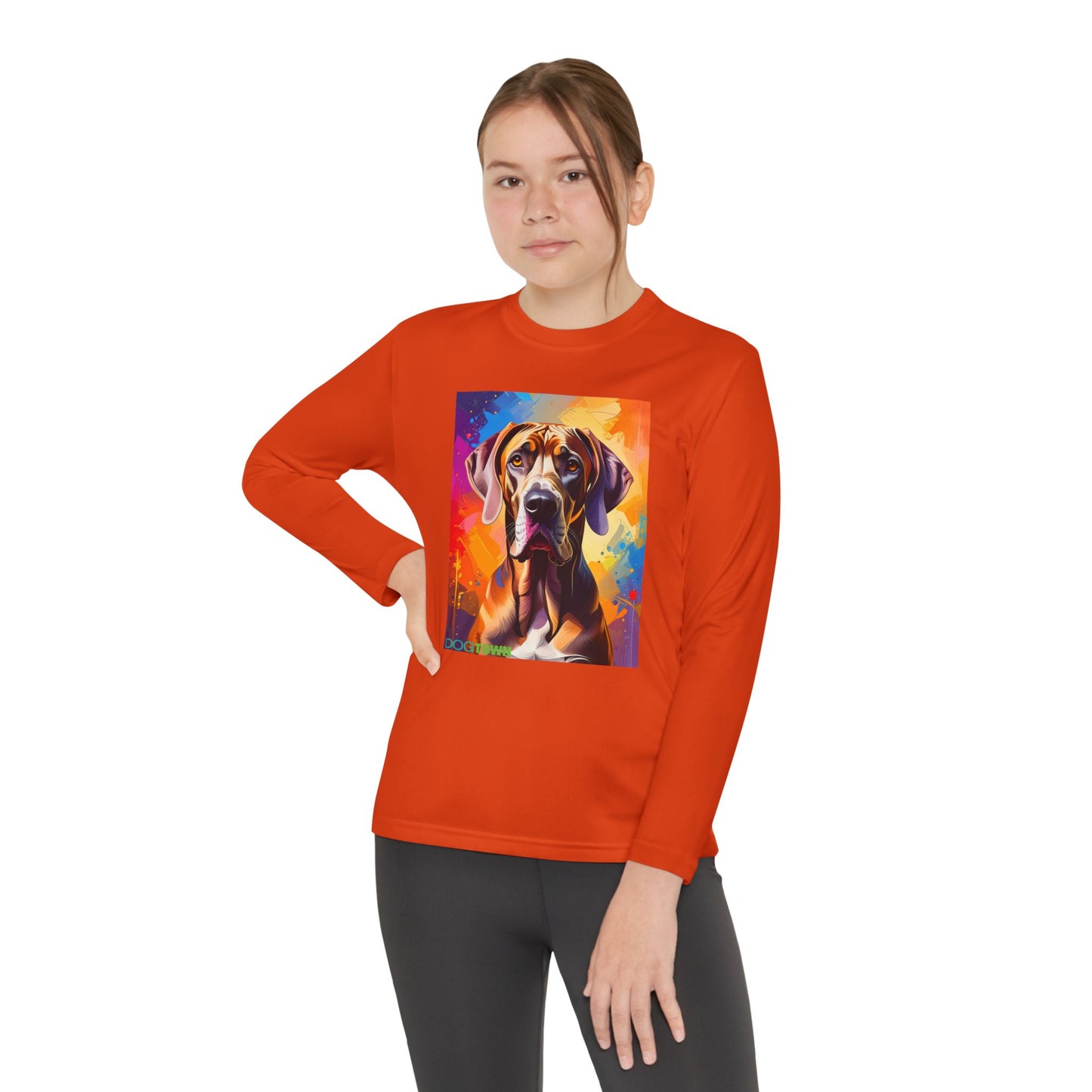 Pup Art Canvas - Kid's Sport Long Sleeve Tee (Great Dane)
