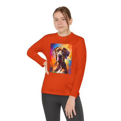 Pup Art Canvas - Kid's Sport Long Sleeve Tee (Great Dane)