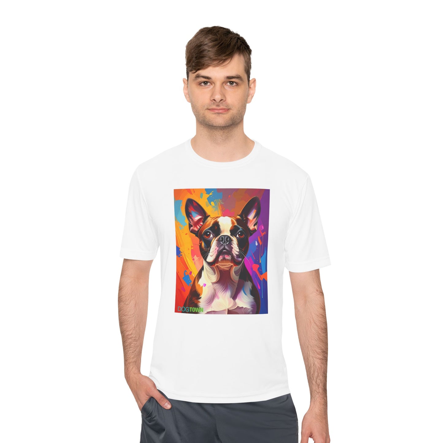 Pup Art Canvas Unisex Moisture Wicking Tee (Boston Terrier)