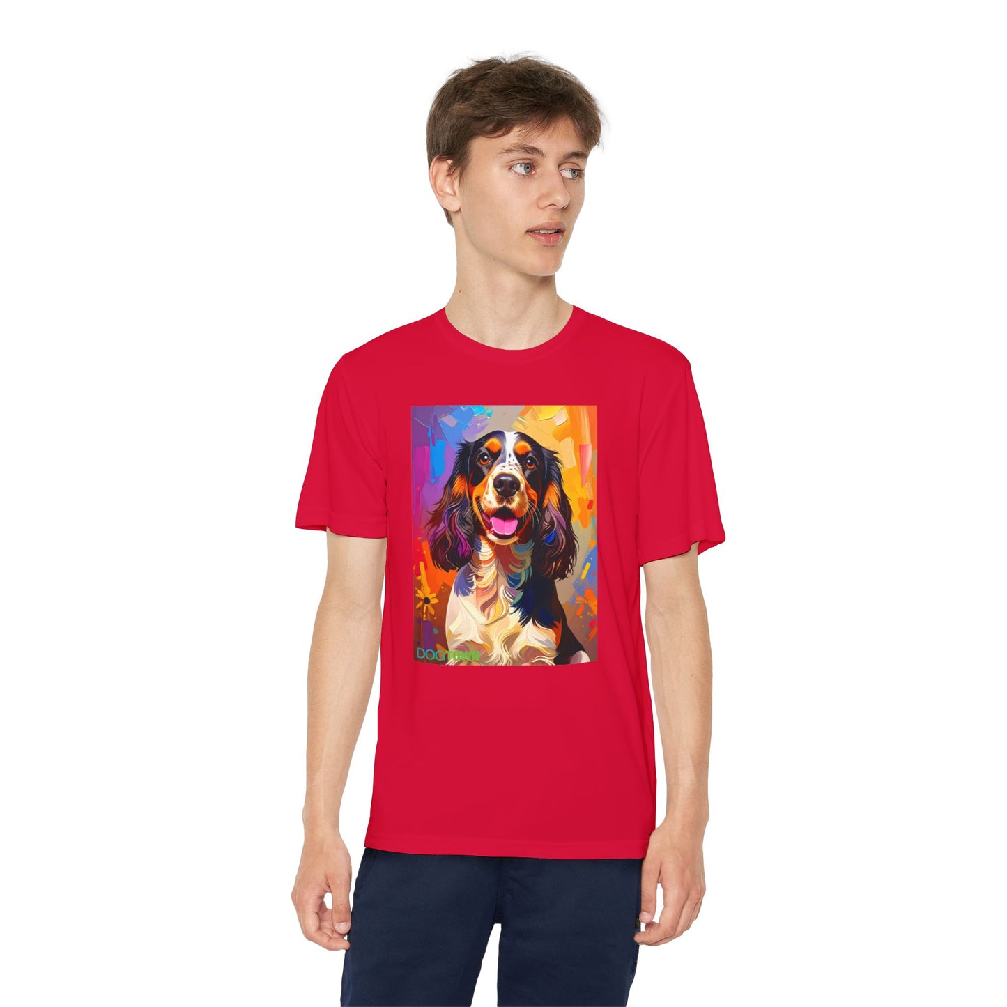 Pup Art Canvas - Kid's Sport Short Sleeve Tee (English Springer Spaniel)