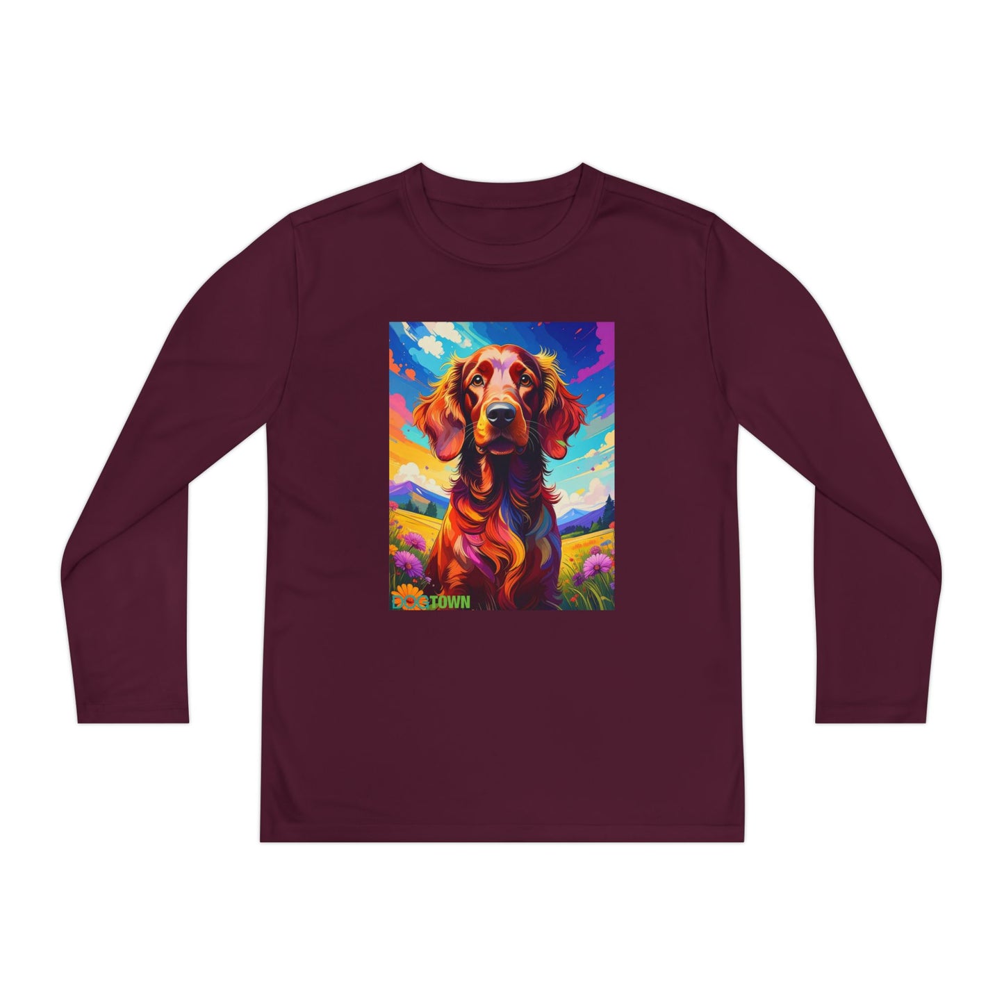 Pup Art Canvas - Kid's Sport Long Sleeve Tee (Irish Setter)