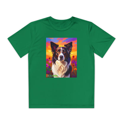 Pup Art Canvas - Kid's Sport Short Sleeve Tee (Border Collie)