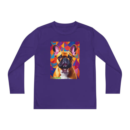 Pup Art Canvas - Kid's Sport Long Sleeve Tee (French Bulldog)