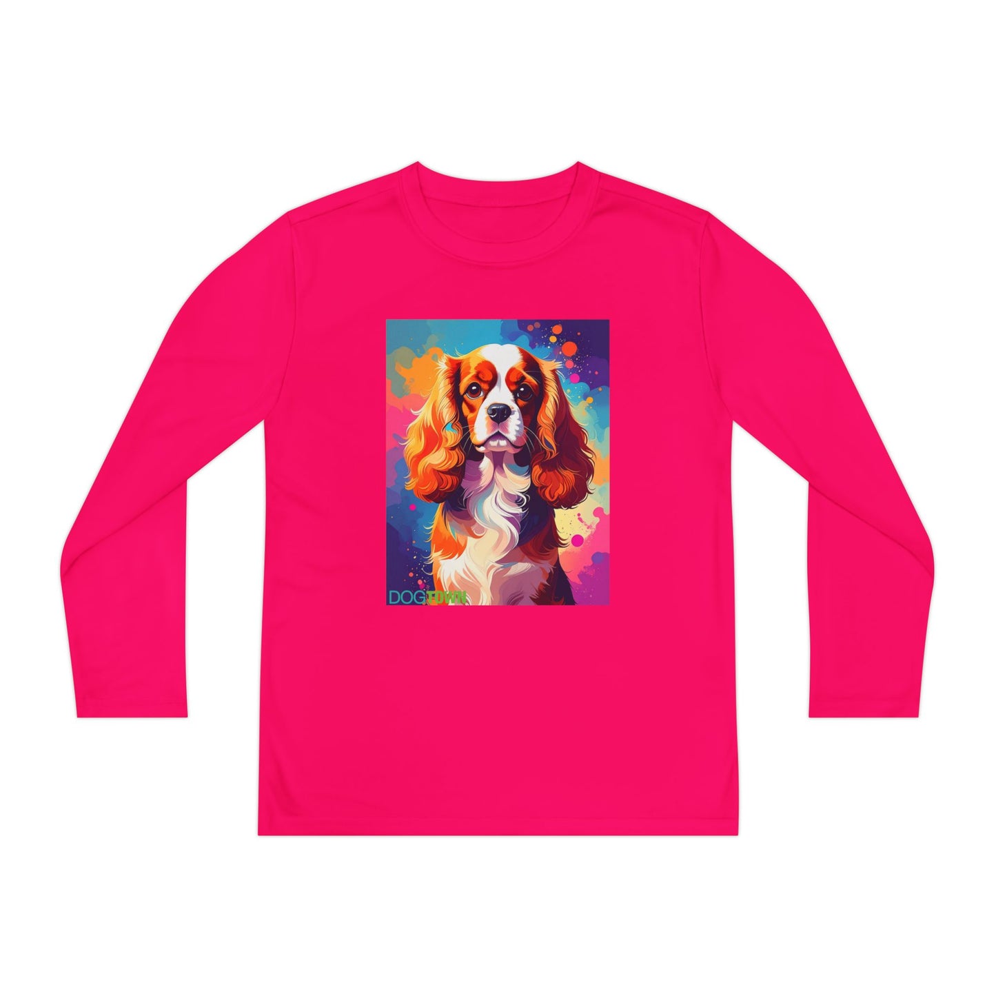 Pup Art Canvas - Kid's Sport Long Sleeve Tee (Cavalier King Charles Spaniel)