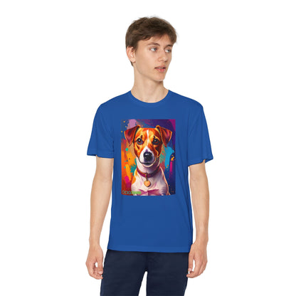 Pup Art Canvas - Kid's Sport Short Sleeve Tee (Jack Russell Terrier)