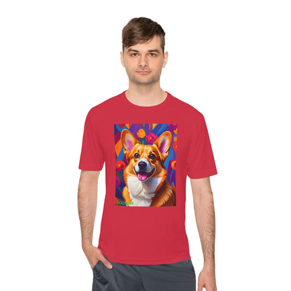 Pup Art Canvas Unisex Moisture Wicking Tee (Corgi)