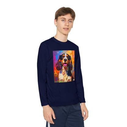 Pup Art Canvas - Kid's Sport Long Sleeve Tee (English Springer Spaniel)