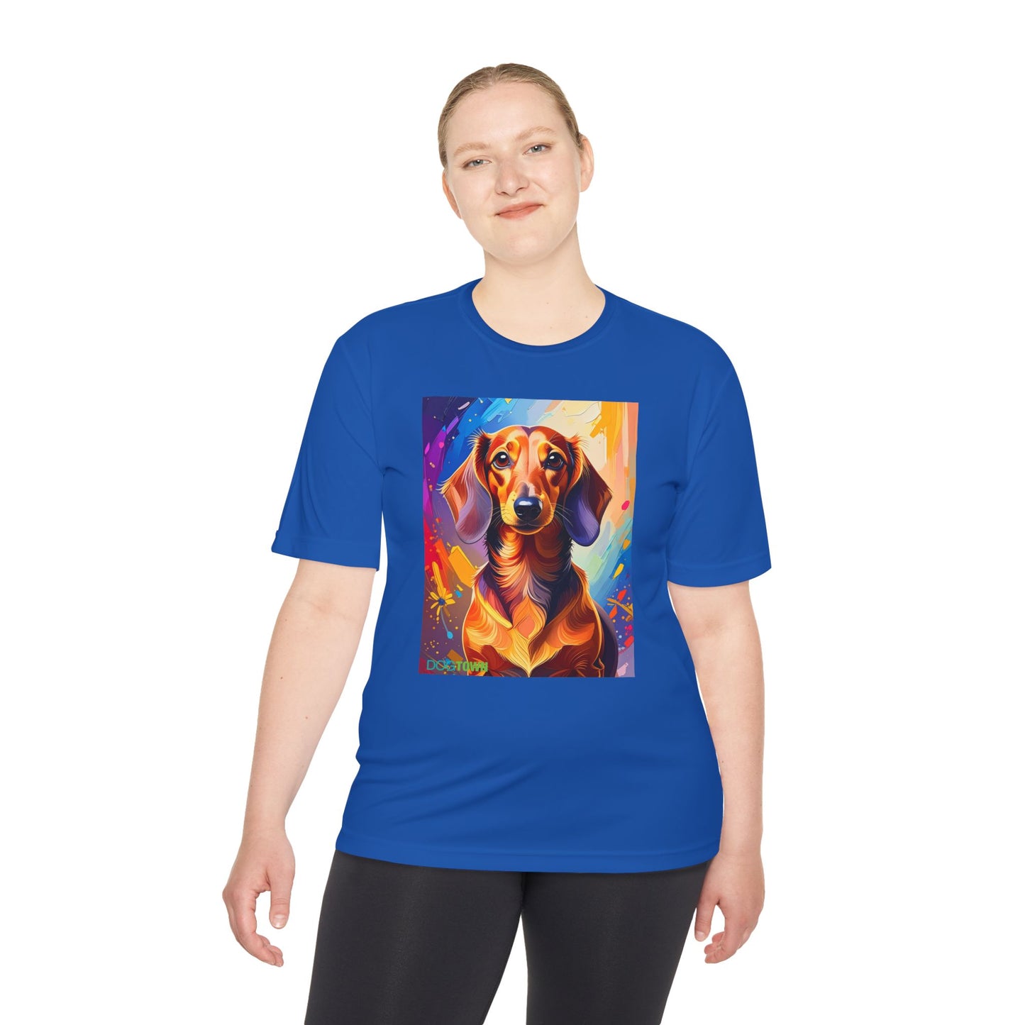 Pup Art Canvas Unisex Moisture Wicking Tee (Dachshund)