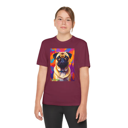 Pup Art Canvas - Kid's Sport Short Sleeve Tee (Pug)