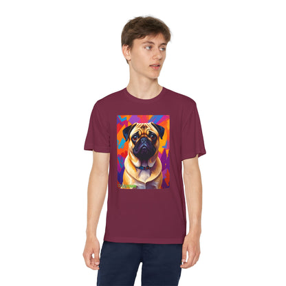 Pup Art Canvas - Kid's Sport Short Sleeve Tee (Pug)