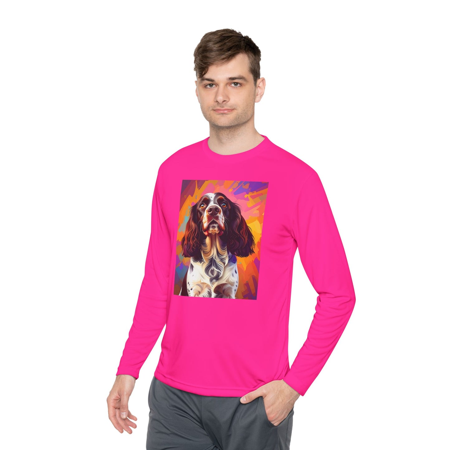 Pup Art Canvas Sport Long Sleeve Tee (English Springer Spaniel - 2)