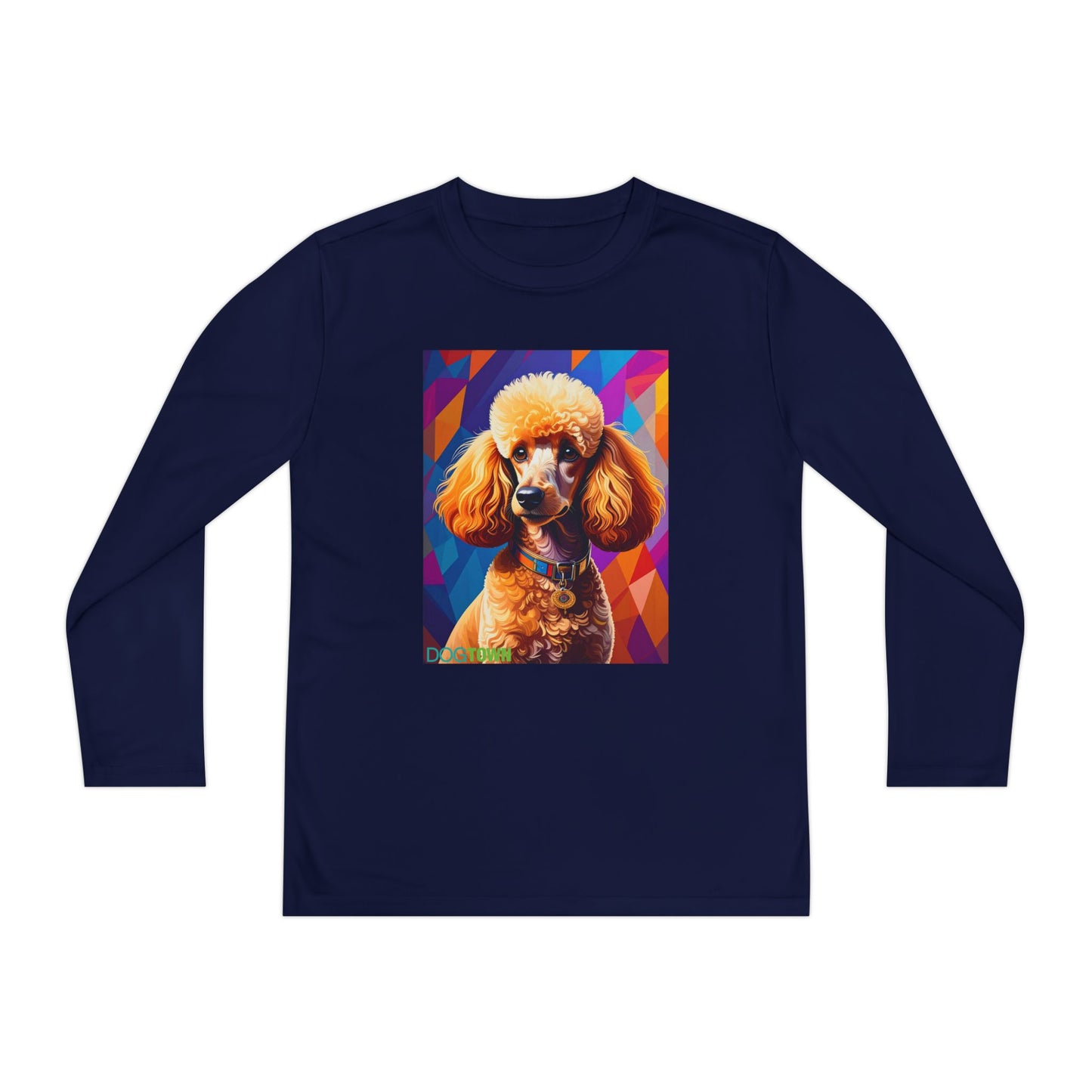 Pup Art Canvas - Kid's Sport Long Sleeve Tee (Toy Poodle)