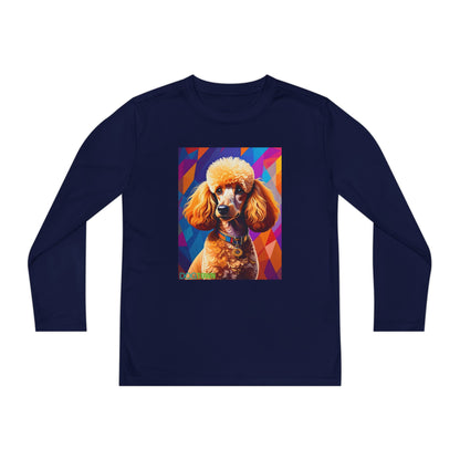 Pup Art Canvas - Kid's Sport Long Sleeve Tee (Toy Poodle)