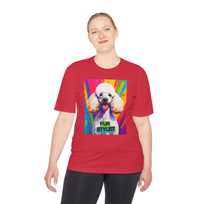 Dogtown Fur Stylist Groomer Short Sleeve Shirt (Colorful with White Poodle)